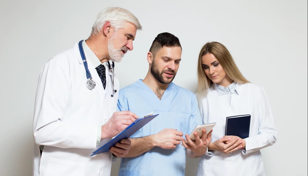 Healthcare professionals collaborating on a multi role platform