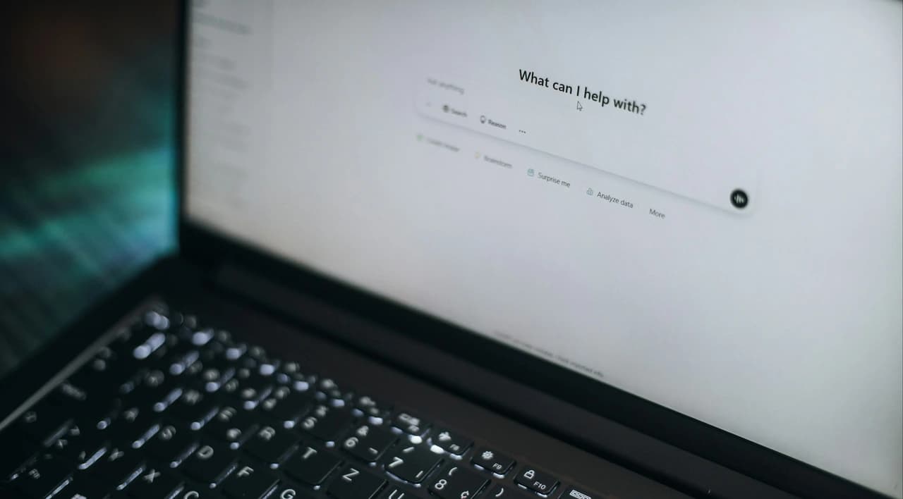 Laptop screen showing an AI assistant interface