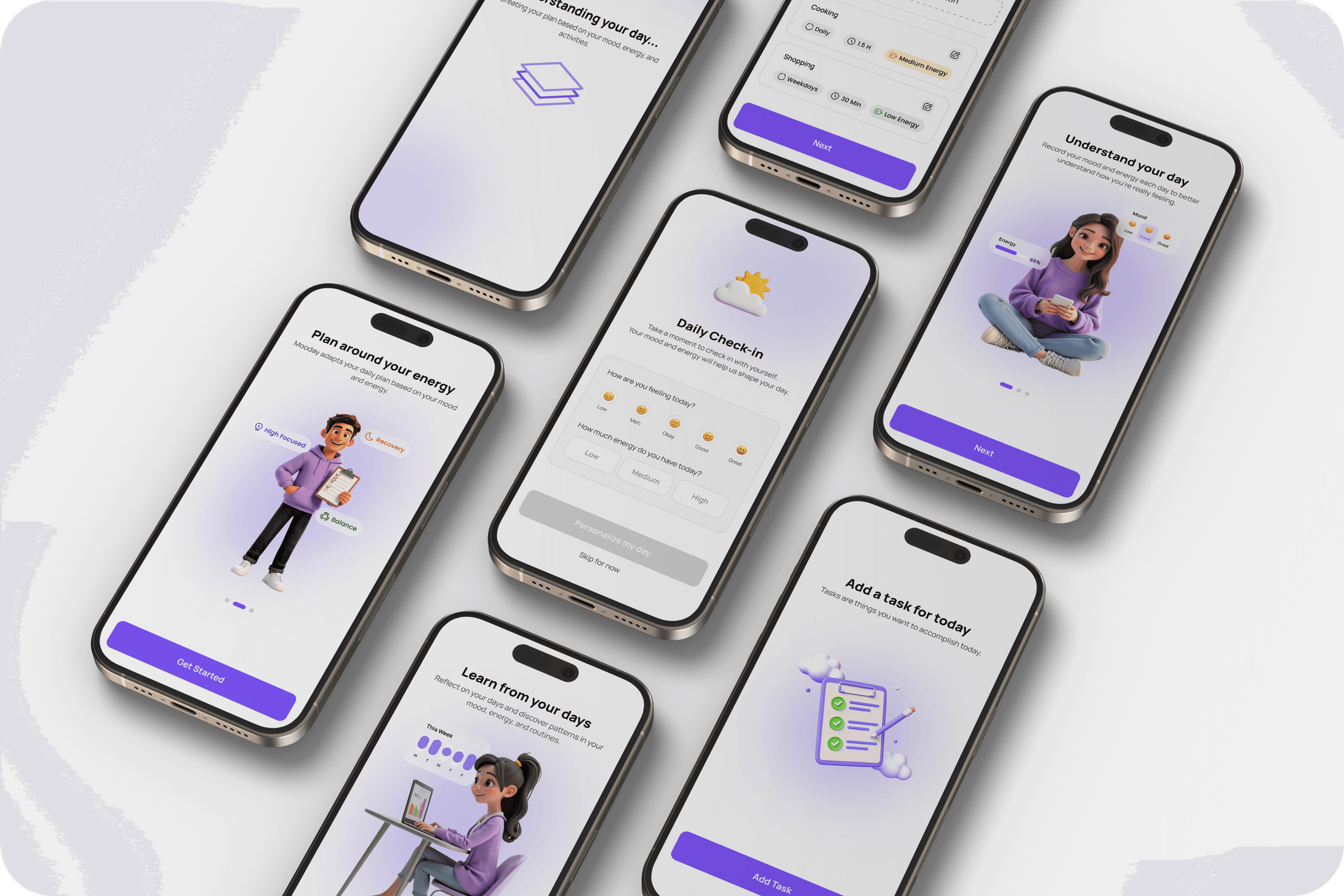 Mooday reflection final mobile interface collage