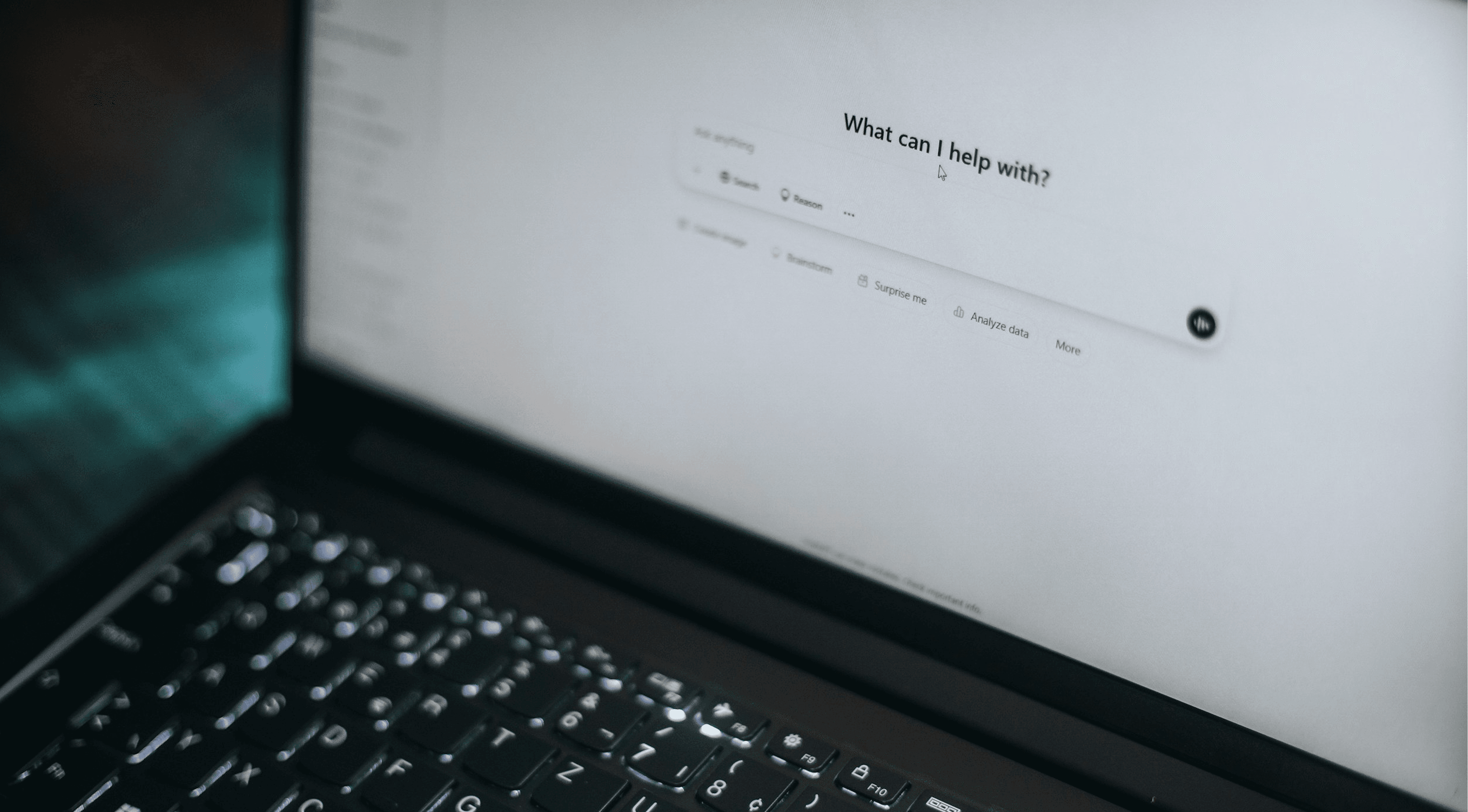 Laptop screen showing an AI assistant interface