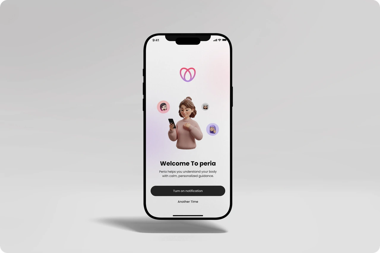Peria app welcome screen on a phone