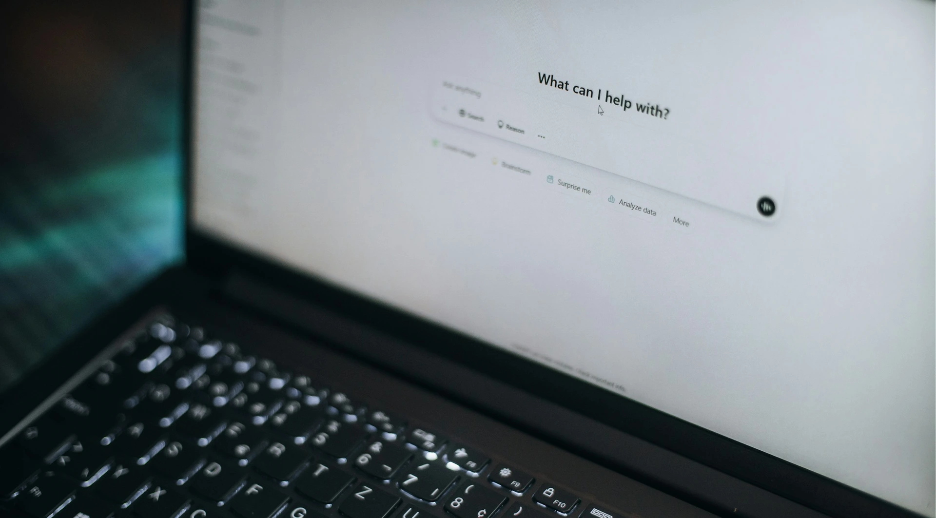 Laptop screen showing an AI assistant interface